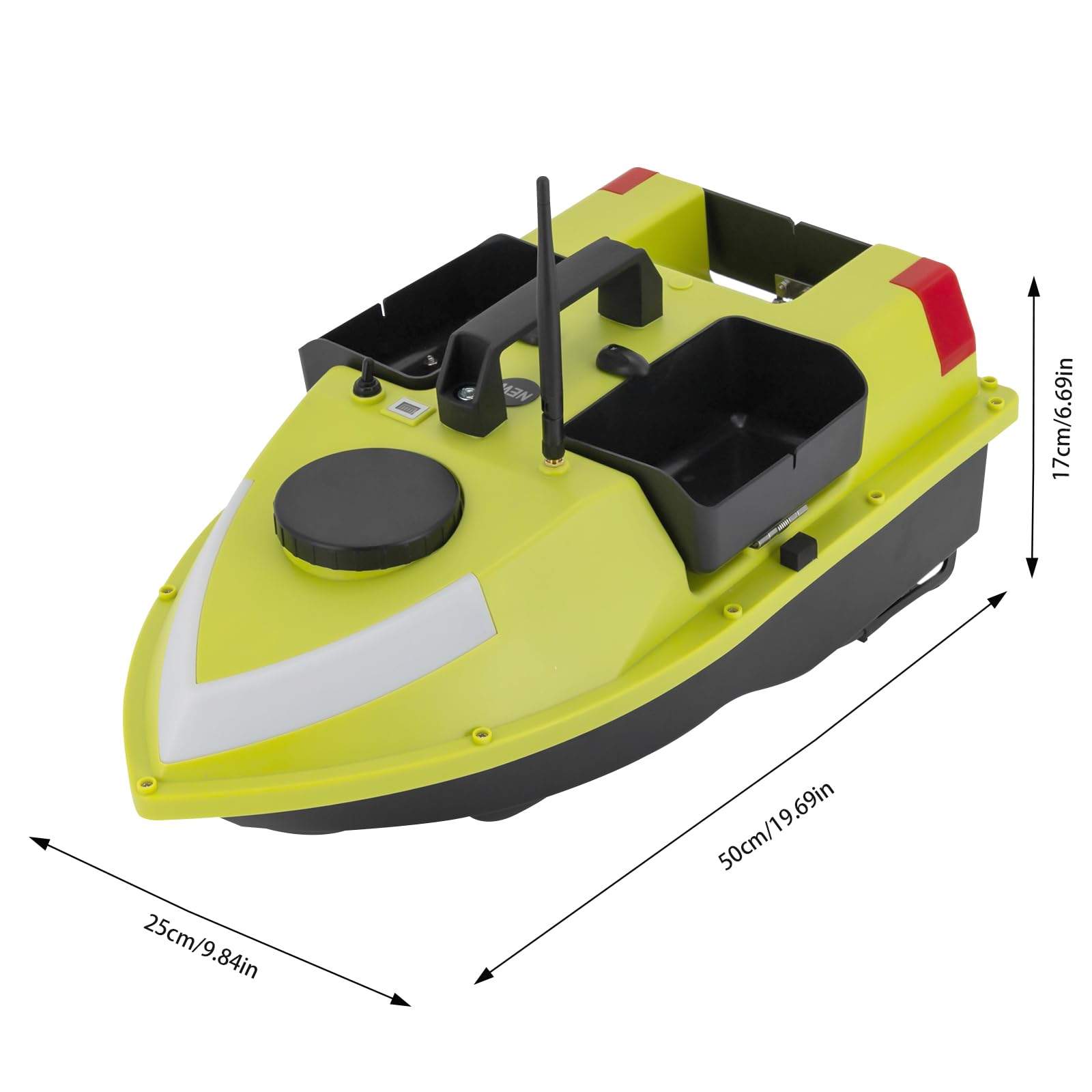 Mando a distancia barco de cebo de pesca, 1,8 m/s, barco de alimentación con GPS y control remoto, 2 baterías, 99 puntos de trolling, corrección automática de codicia, doble motor, 600 m