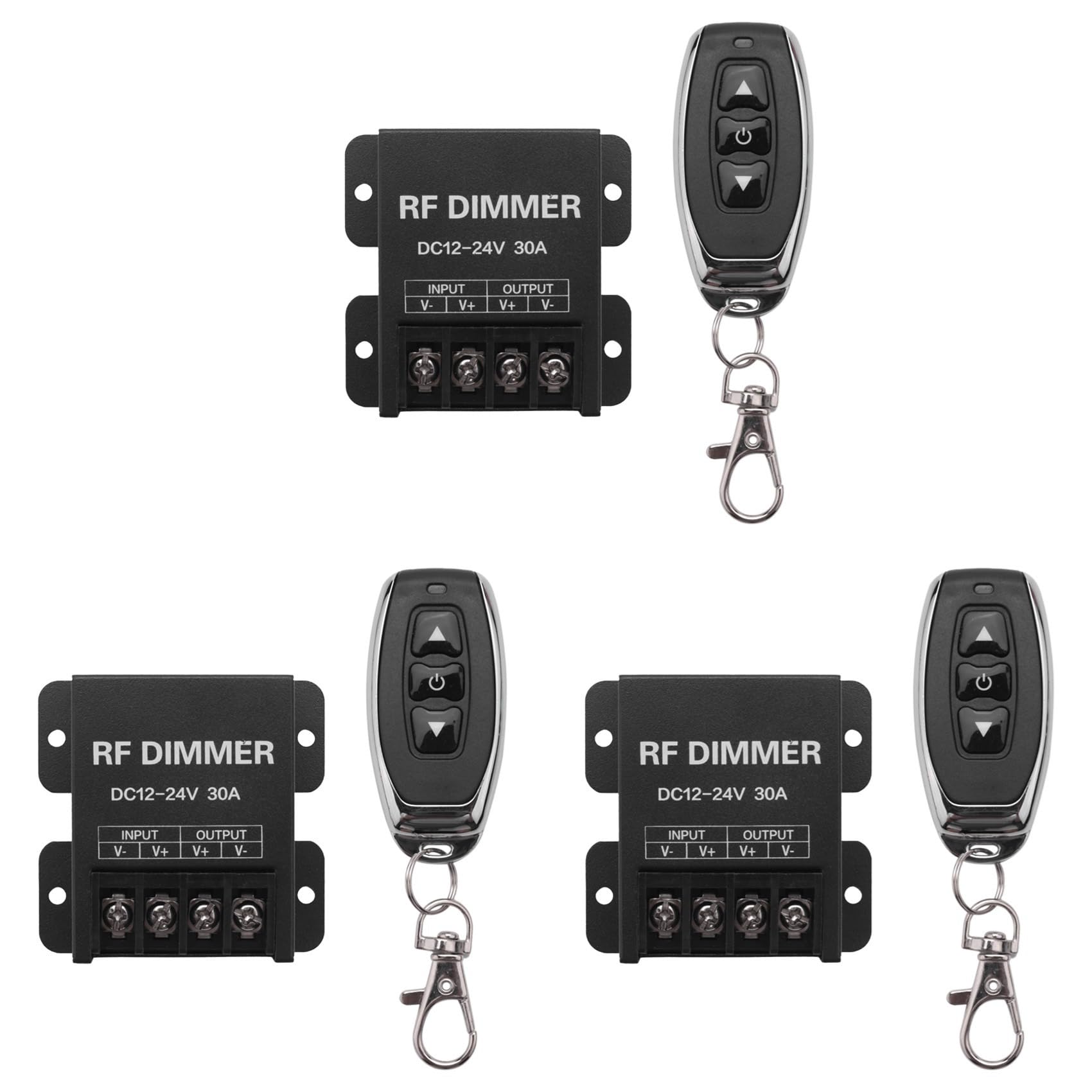 Gradateur LED 12V 24V avec télécommande 3 touches 30A 360W pour ruban unicolore
