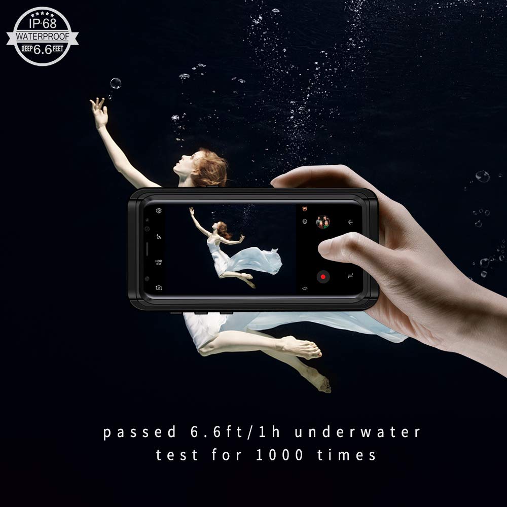 Lanhiem Cover Compatibile con Samsung Galaxy S9 Impermeabile [IP68 Waterproof e 360 Gradi Protezione] Custodia Subacquea Antiurto Resistente Rugged con Protezione dello Schermo per Samsung S9,Nero