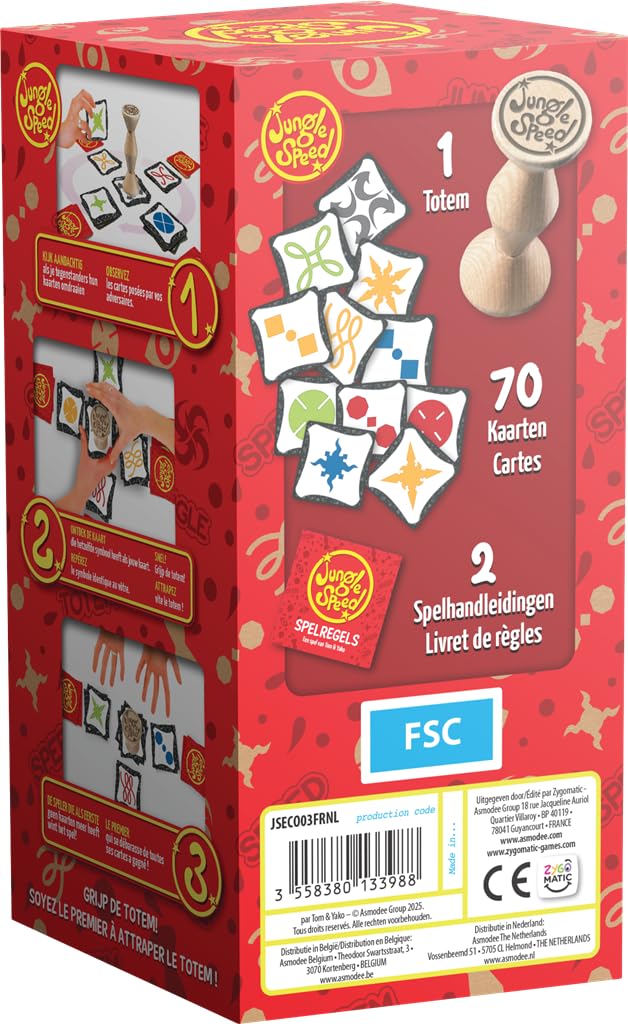 Asmodee | Jungle Speed - closed ECO pack | FR/NL | ZYGOMATIC | Ages 7+ | 2-10 players | 15-30 minutes per game | party game