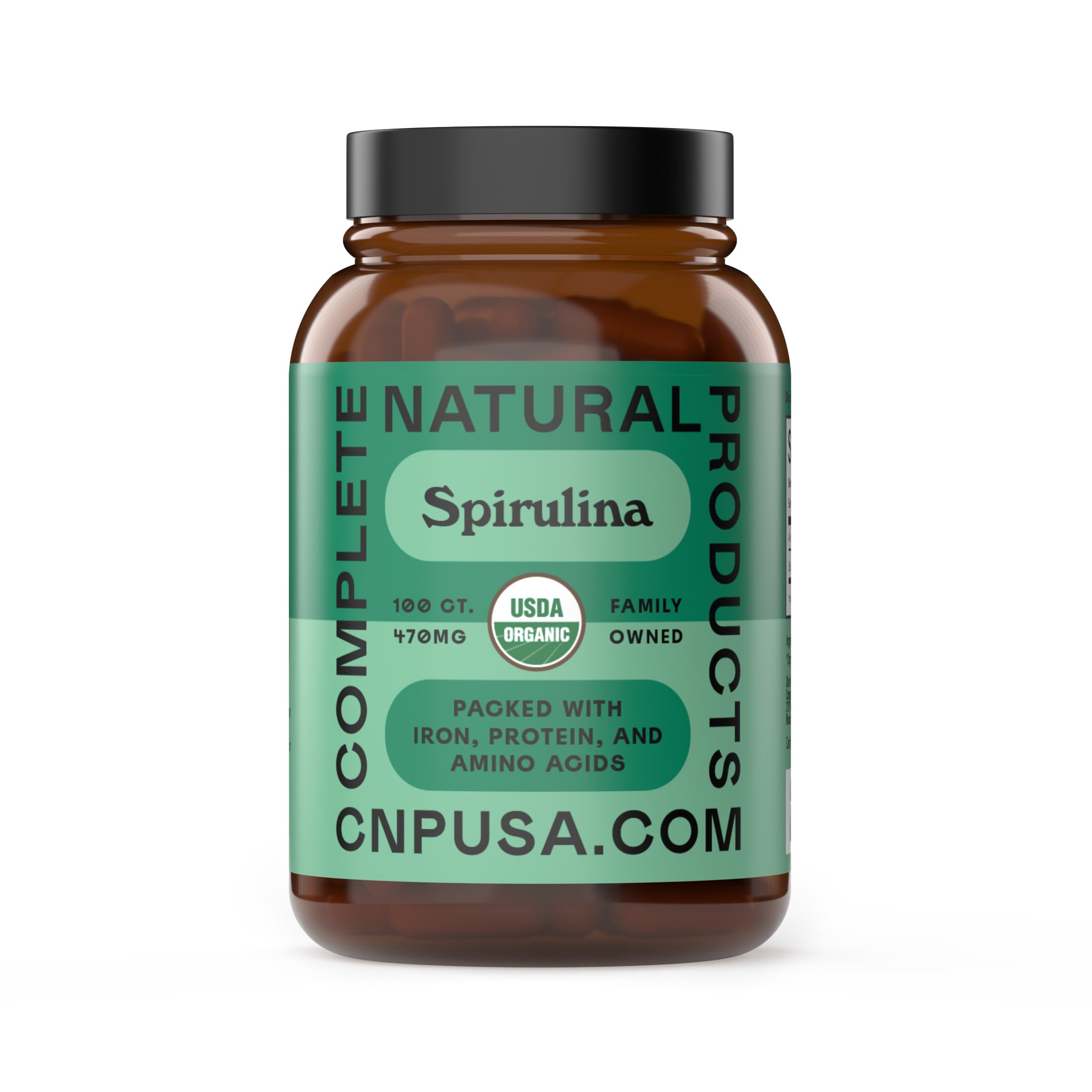 Pure Hawaiian Blue Green Spirulina Powder Capsules - 470mg Capsules 100 Pills, Non GMO, Natural