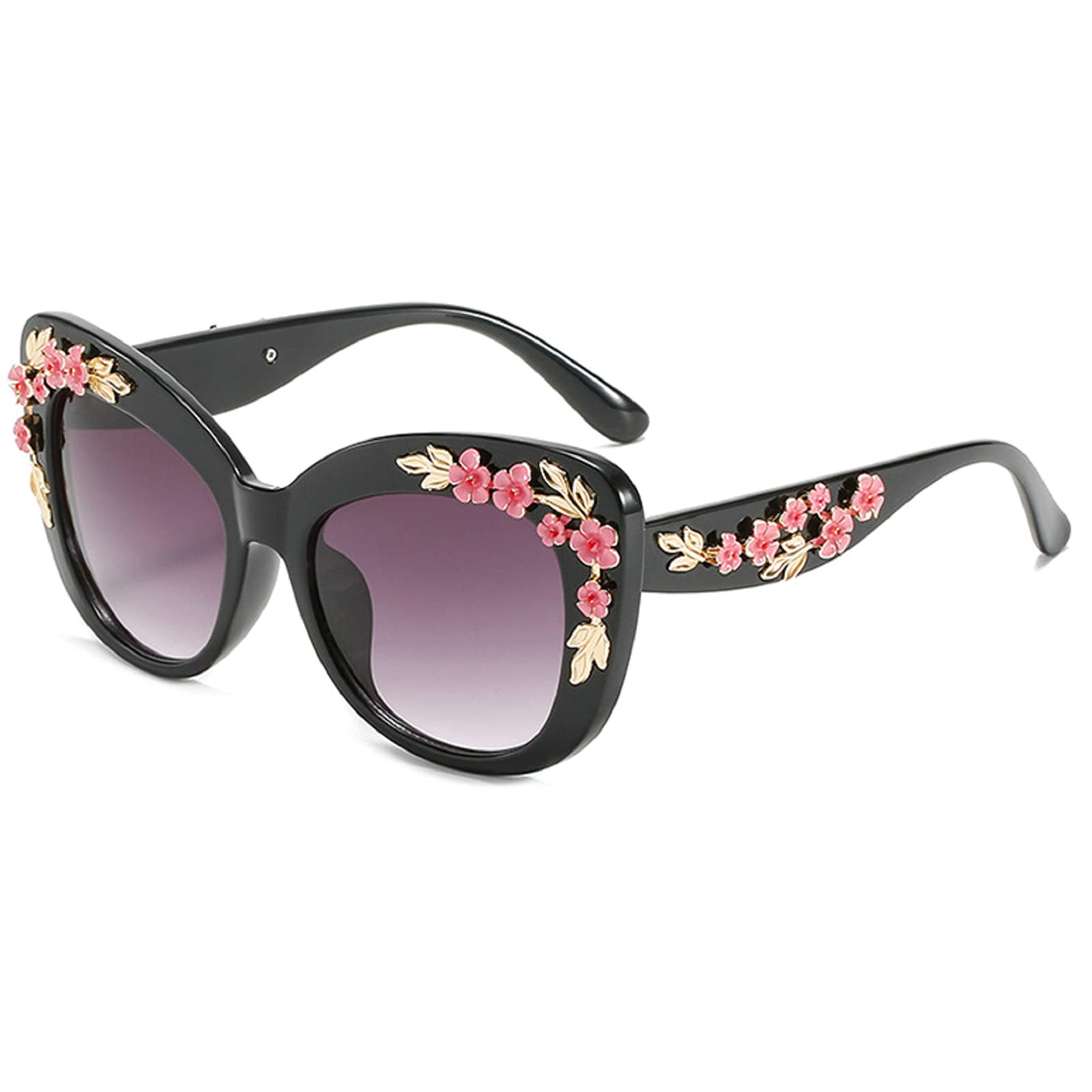 Oversized Cat Eye Sunglasses Women Luxury Summer Flower Eyewear Oversized Gradient Female Elegant Sun Glasses Shades