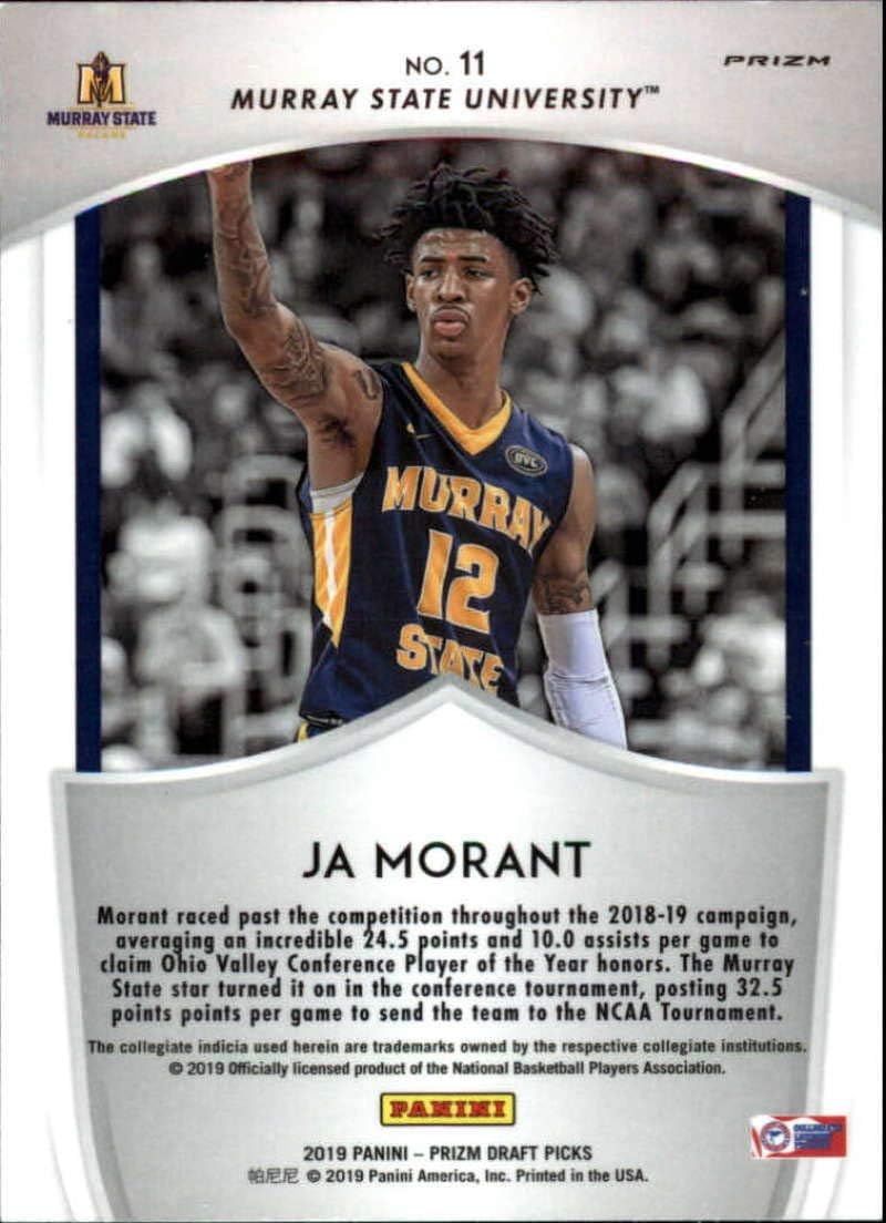 2019-20 Prizm Draft Crusade Blue Prizms Refractor Basketball #11 Ja Morant Murray State Racers Official NCAA Draft Rookie Parallel Card From Panini America
