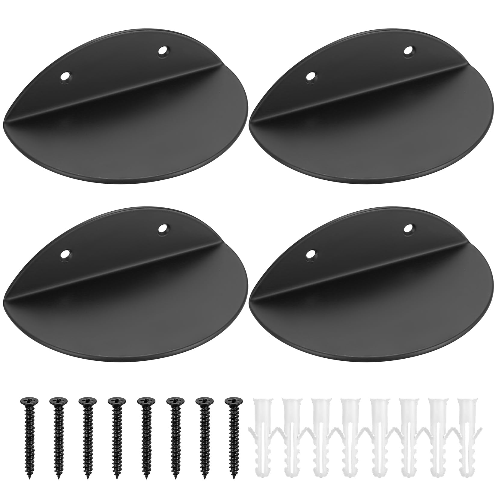 SYBDXJ Estante de Pared Negro de 4 Piezas, pequeño Estante de Pared Flotante, Estante de Pared para Libros, Estante de Pared Negro de Metal, Estante de Pared Moderno semicircular para baño