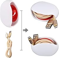 Vista 6 de Enrollador automático de cables, organizador de cables retráctil para USB, auriculares, cables de datos y más. ¡No más cables enredados! Blanco