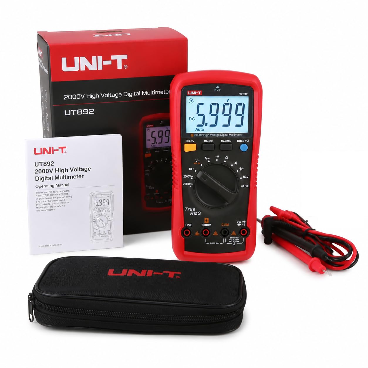 UNI-T UT892 Hochspannungsmultimeter AC/DC mit integriertem VFC Modus NCV 6000 RMS 2000V