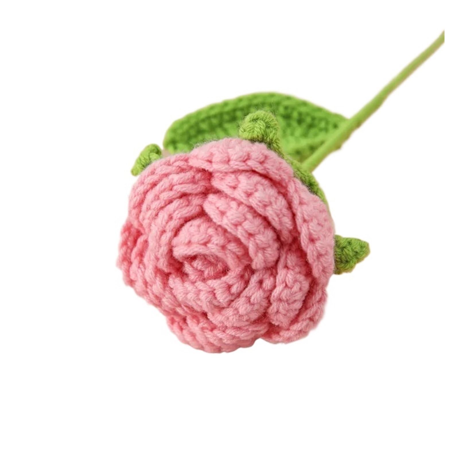 FCfpxwtz Artificial Crochet Flower, Crochet Flower Bouquet Knitted Rose Wedding Guest Home Decor for Graduation Anniversary(S9)