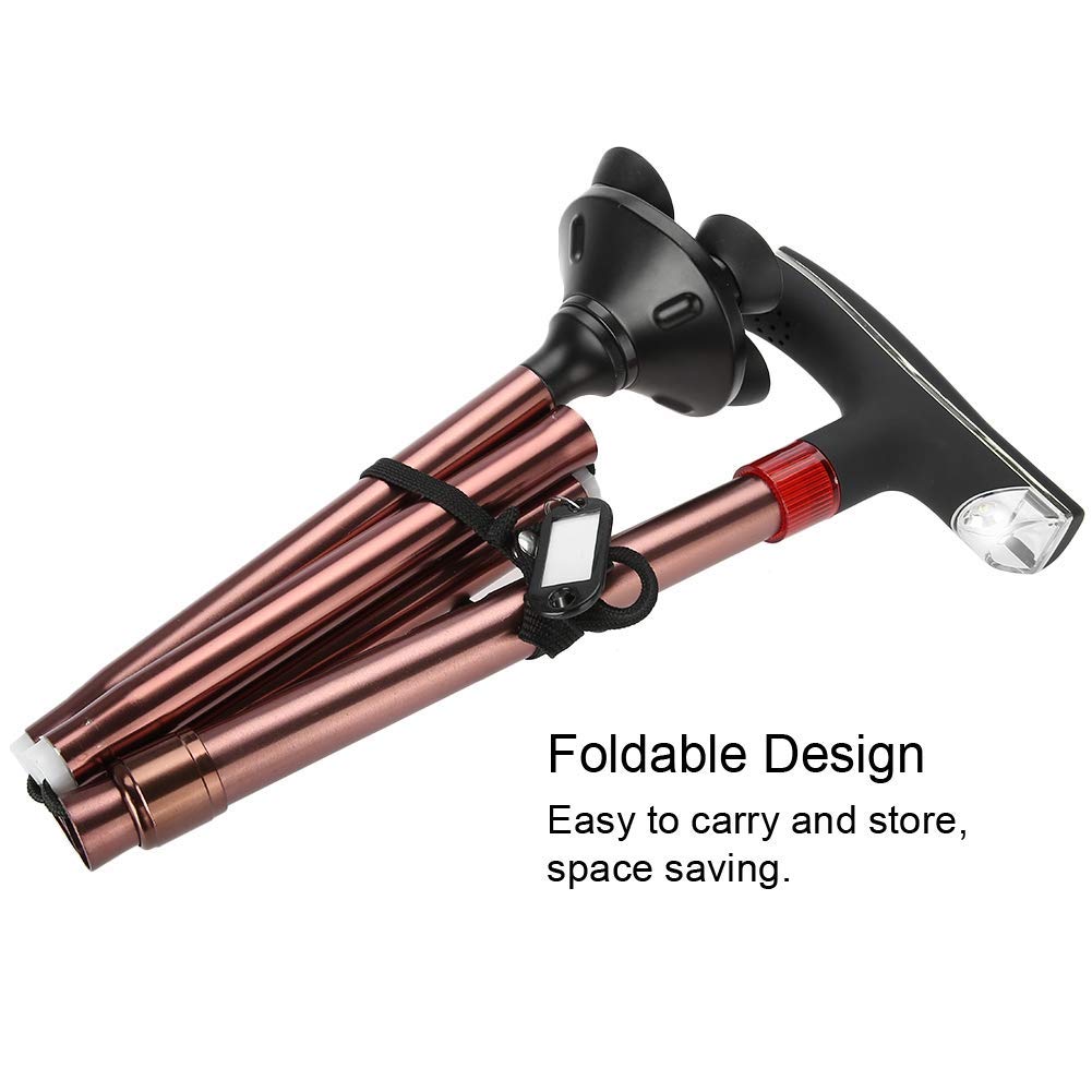 Bastón Plegable, aleación de Aluminio Bastón Plegable para Ancianos Guía Bastón Ciego Muleta con luz LED Alarma Bastón Plegable con luz LED Interesting