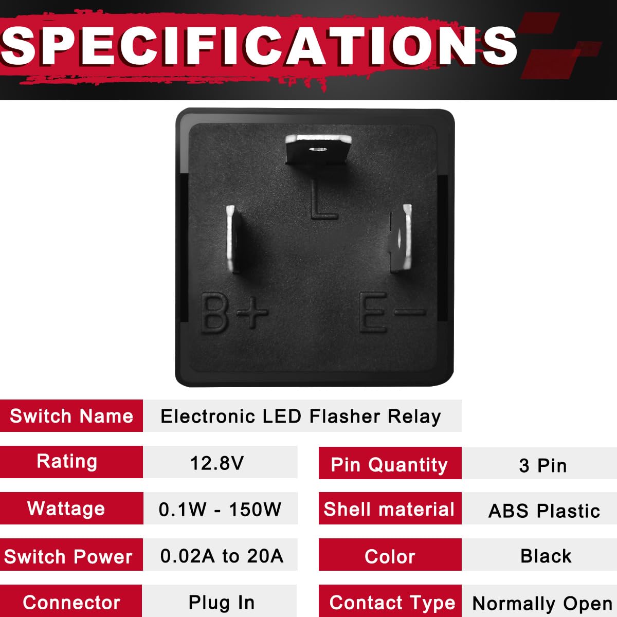 2PCS Electronic LED Flasher Relay 3 Pin 12.8V 0.1W-150W c/m Motorcycle Turn Signal Adjustable Flasher CF-13 Flasher Relay with 18AWG Terminal Wire 6.3 Sheath for Car Truck Van
