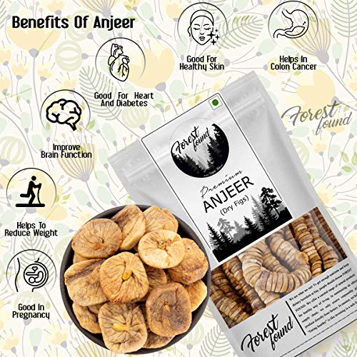 Image of Forest Found Dried Figs (Anjeer) - Fat-Free, Gluten-Free, High in Calcium & Iron, Natural Sweetness, Ideal for Healthy Snacks, Baking, and Indian Sweets (400g)