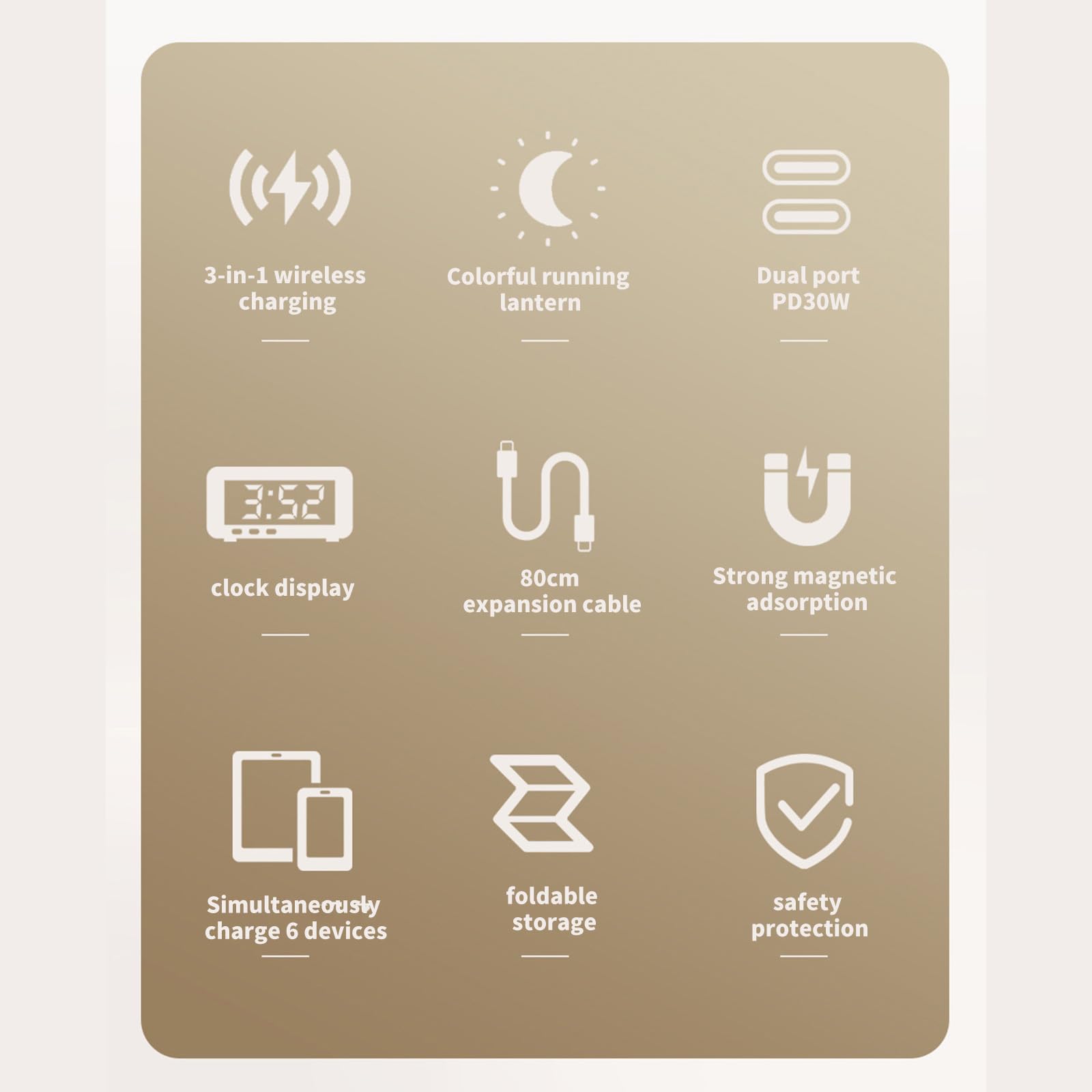 Caricabatterie magnetici con Cavo Retrattile 3 in 1 15W per Smartphone e smartwatch Caricabatterie con Cavo Retrattile
