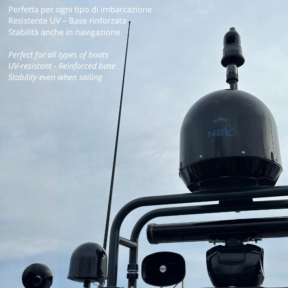 Glomex – Antenne VHF Marina 6 dB 1,4 m Black Edition, modèle SGV140BK (Ibiza) – Haute performance, design noir, pour yachts et bateaux premium
