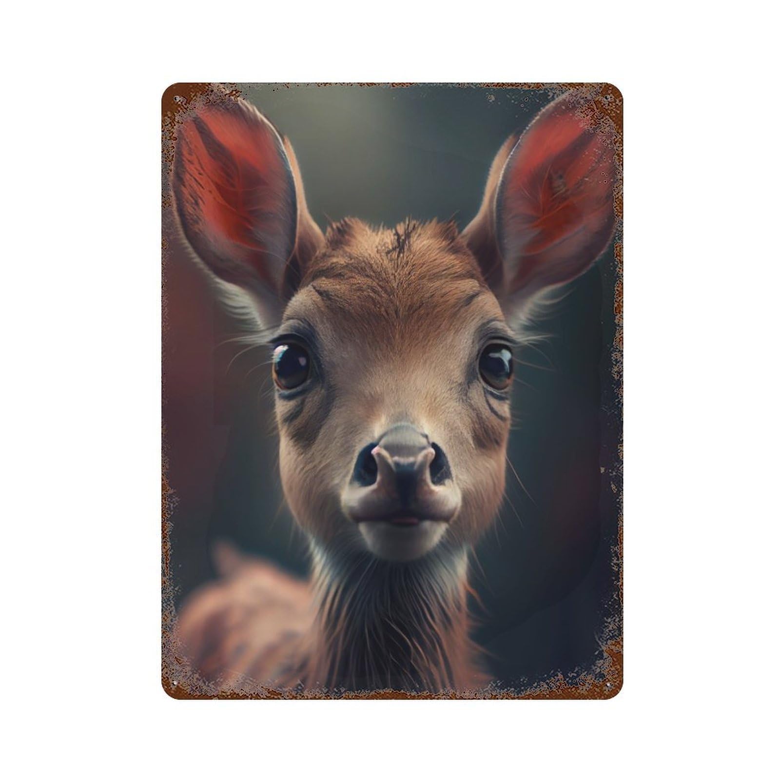 Curious Fawns Portrait Retro Metal Sign 15.7"x11.8", Shabby Chic Decor for Garage, Pub Or Kitchen