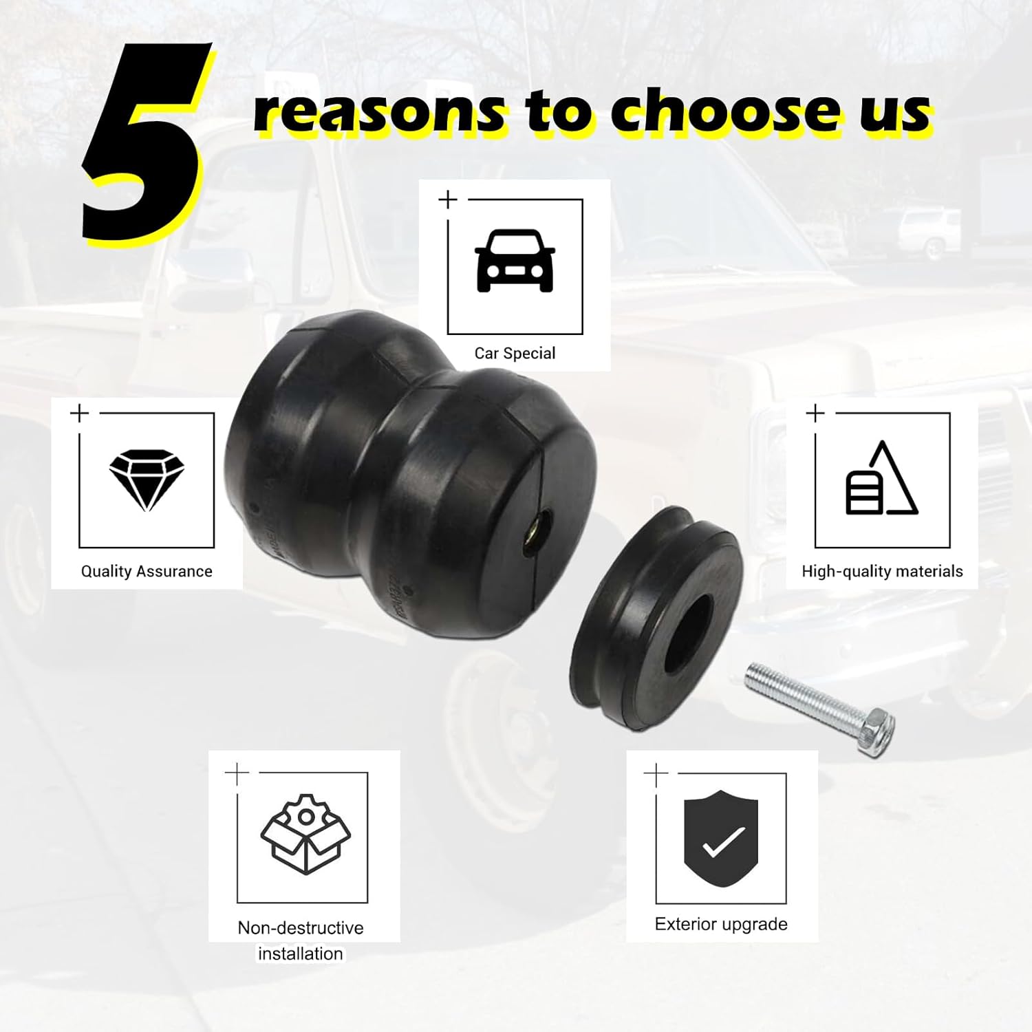 RULLINE DR1500DQ Ram 1500 Heavy-Duty Helper Spring Kit | 2009-2021 2WD/4WD Models | 8600 lbs Load Capacity - Truck Suspension Upgrade with Reinforced Rubber Springs