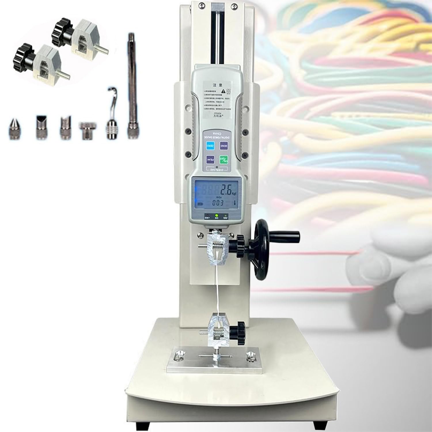 YXZYFPP Digital Tensile Pressure Tester with Probes & Hand Crank - Ideals for Electronic Components, Hardware Accessories, and Materials Testing (500n)