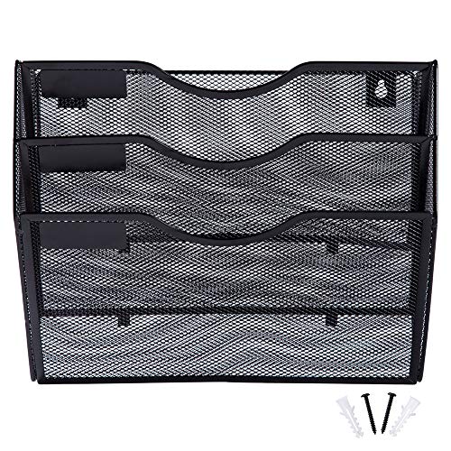 EASEPRES 5 Pocket Mesh Hanging Wall File Organizer, Wall Mounted Mail Paper Document Folder Holder, Clipboard Storage Organization Magazine Rack with Nametag Label for Office Home School - Image 6