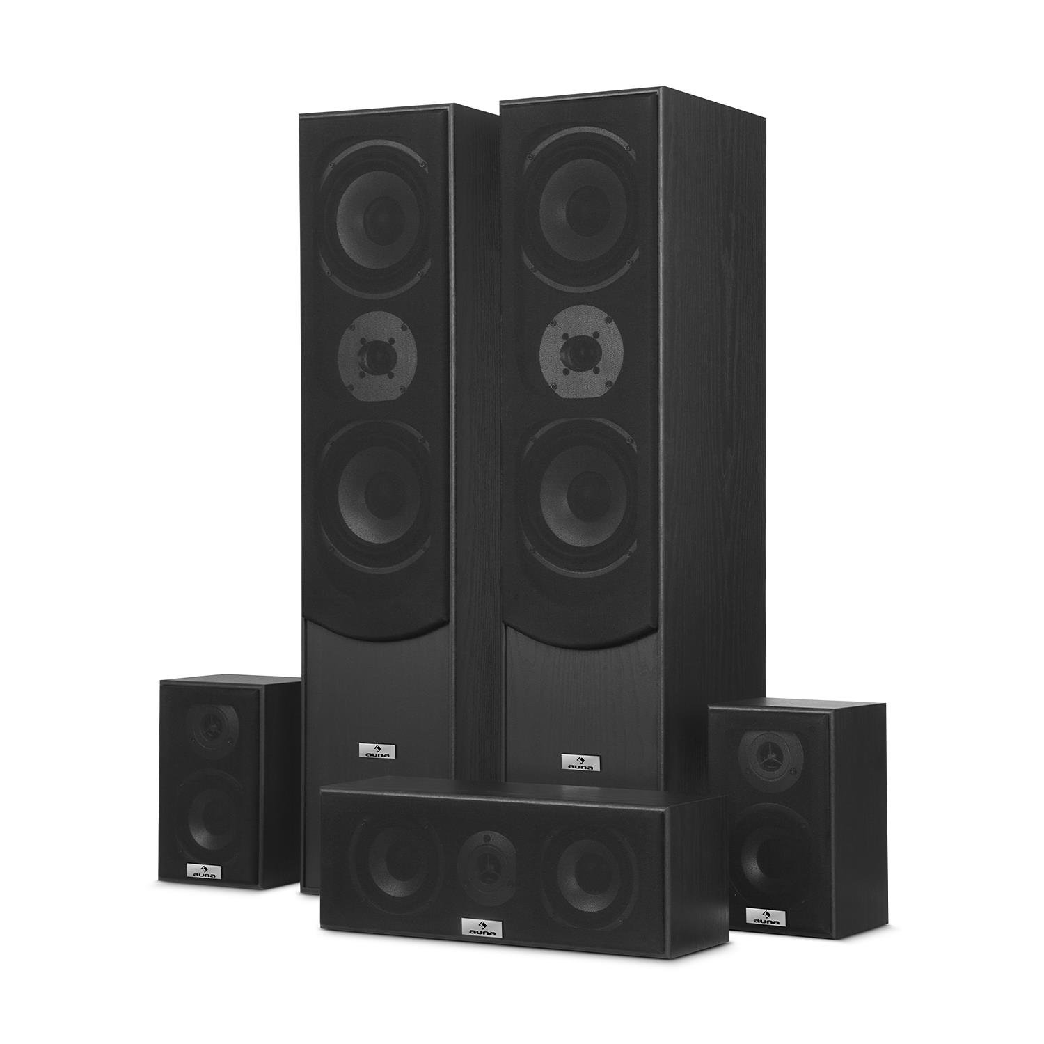 AUNA Kit d'enceintes Home Cinéma 335 Watts RMS Surround Noir