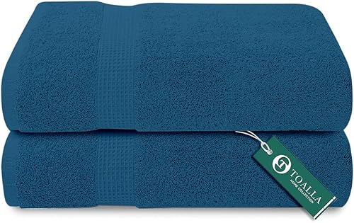 TOALLA Juego de 2 toallas de baño 100% algodón, color morado, toallas de baño suaves, toallas de baño de gran tamaño, toallas de baño de secado
