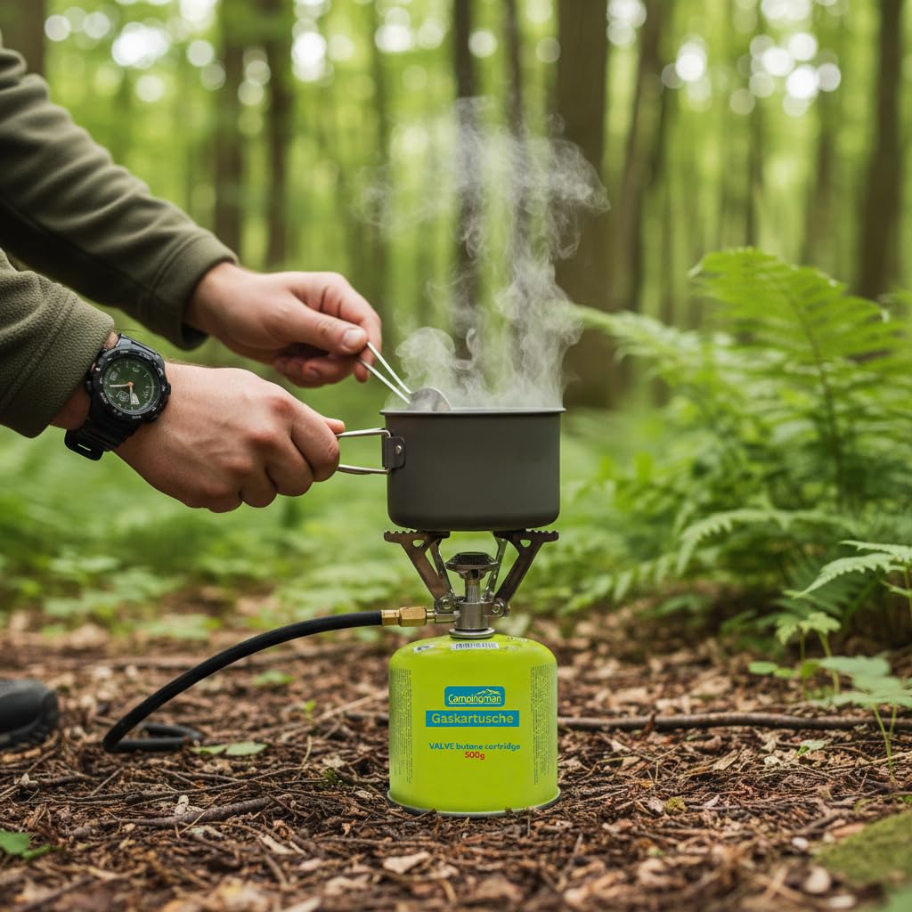 Campingman 12 cartucce di gas da 500 g con valvola a vite EN 417 – Cartuccia a vite universale per fornelli da campeggio, bruciatori di erbacce, Weber Grill & gas da campeggio