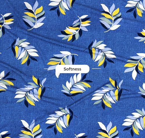 Image of BSB HOME 100% Cotton Double Bed Bedsheet Set | 144 TC Soft & Breathable | Blue White Leaf Print with 2 Pillow Covers | Wrinkle Free | for Bedroom & Gifting (90 x 90 Inches)