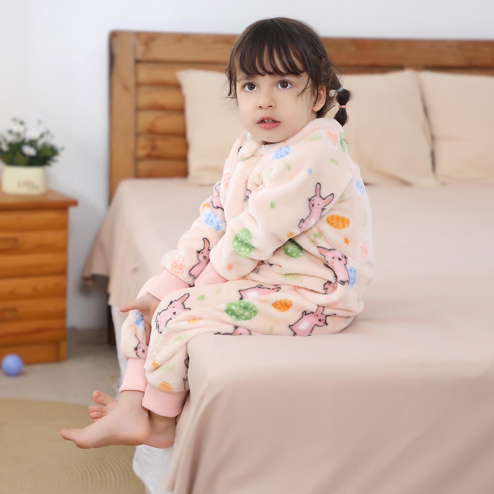TMEOG Tutine Pigiama Invernale per Bambini e Bambine 1-6 Anni Flanella Maniche Lunghe con Zip