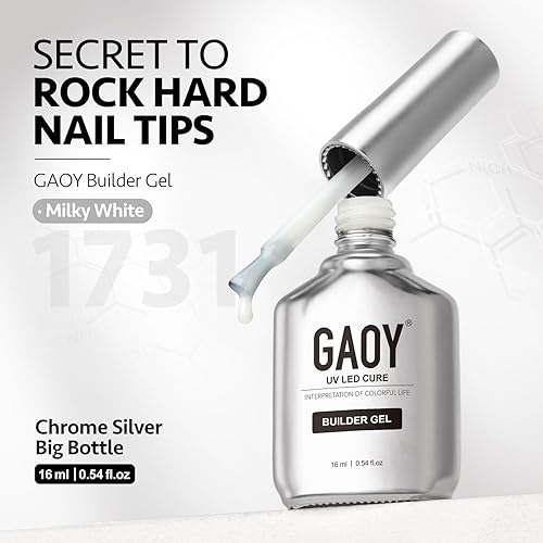 Miniatura 6 de GAOY Gel constructor para uñas, fortalecedor de uñas de 0.6 fl oz en una botella, gel duro para extensión de uñas, gel UV de larga duración, color