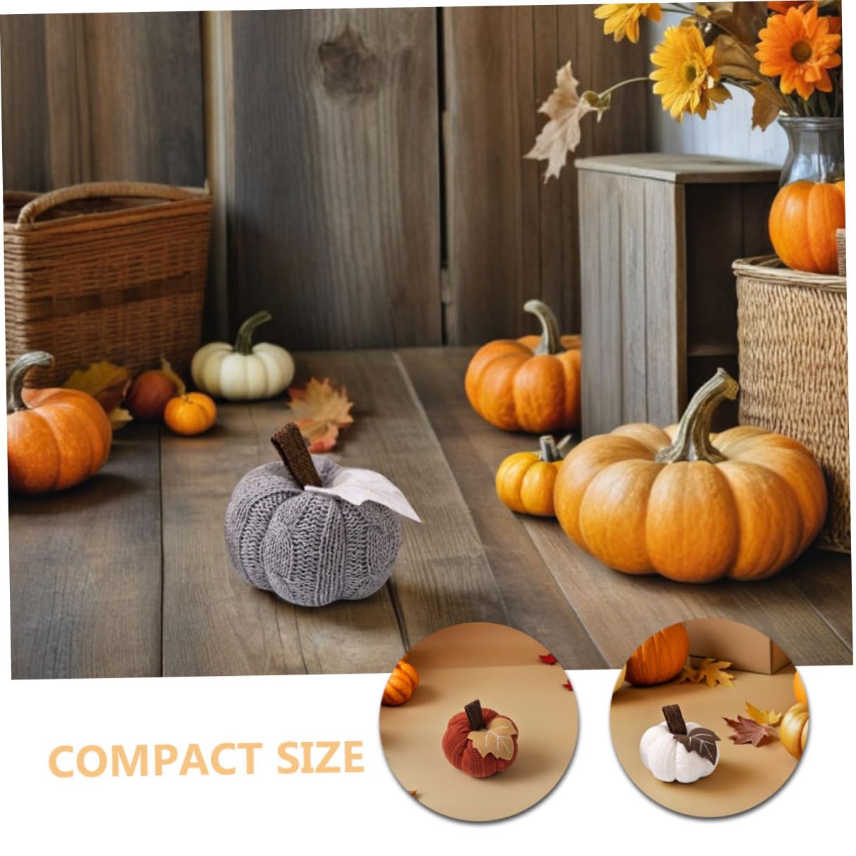 6stücke Strickkürbisse Mini für Herbstdeko Kunstkürbisse Gestrickt Dekokürbisse Landhausstil Künstliche Kürbisdeko für Tischschmuck