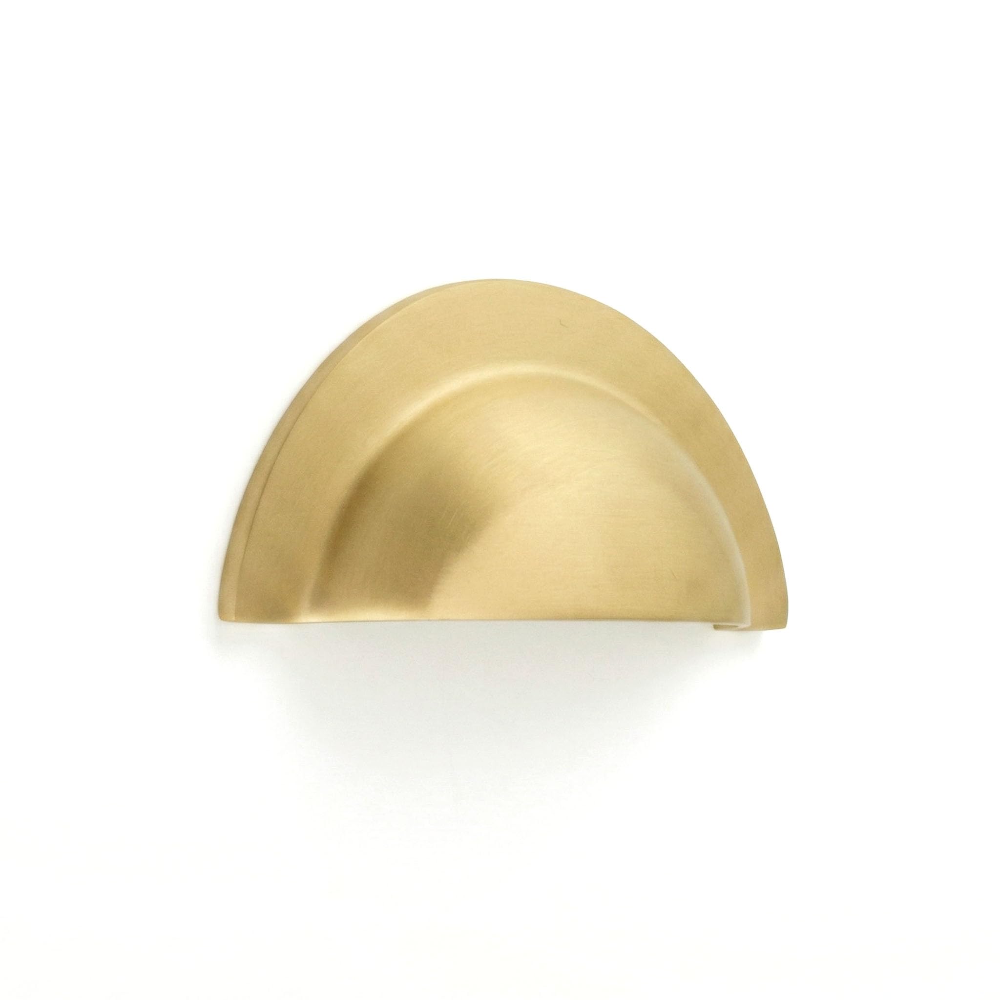 UNDERGROUND PARTS Solid Brass Satin Brushed Finish Cabinet Handles Hardware Pulls and Knobs for Kitchen Cabinets and Drawers (Classic Round Drawer Cup Pull 90mm)