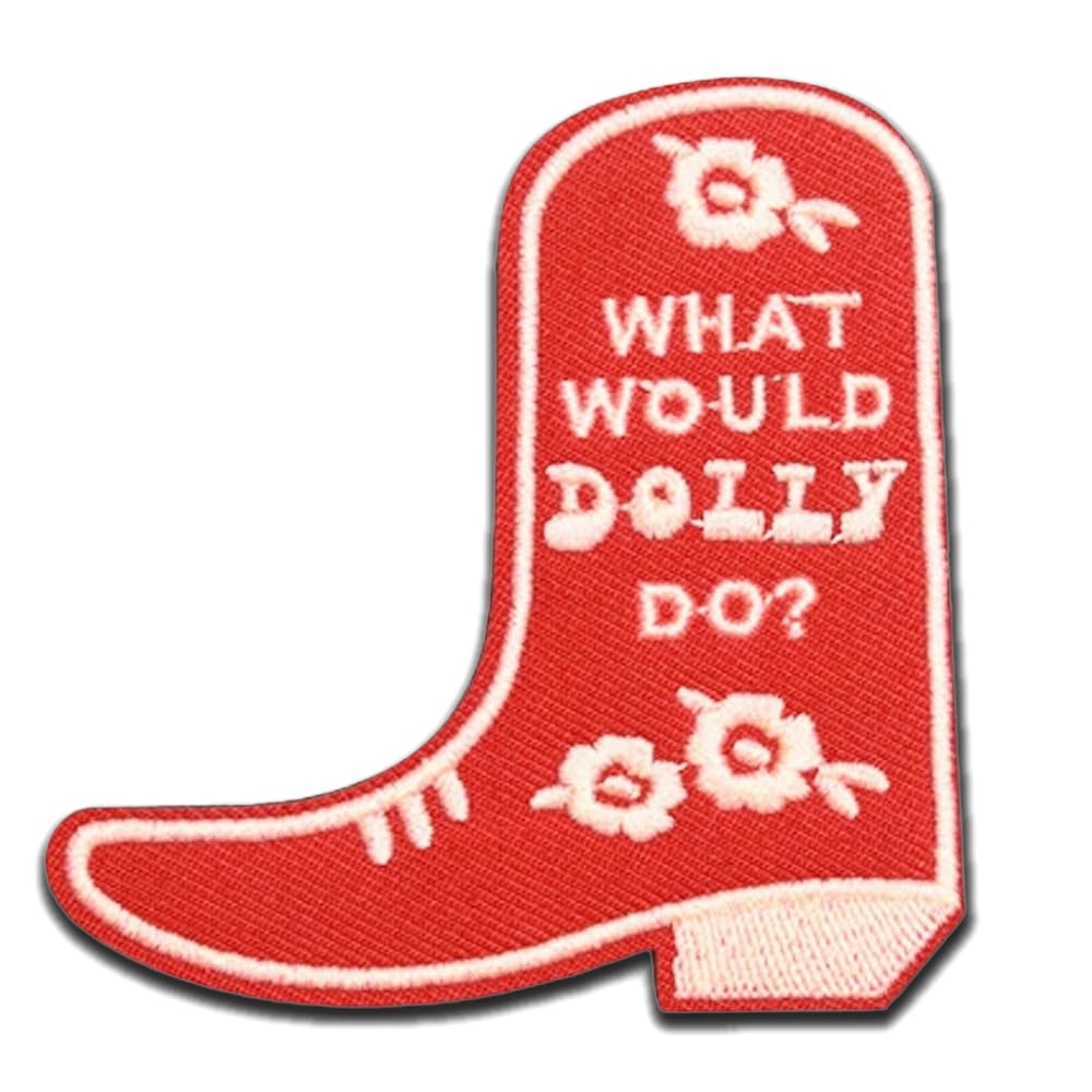 What Would Dolly Do? Cowboy Boot Hook and Loop Embroidered Patch Applique