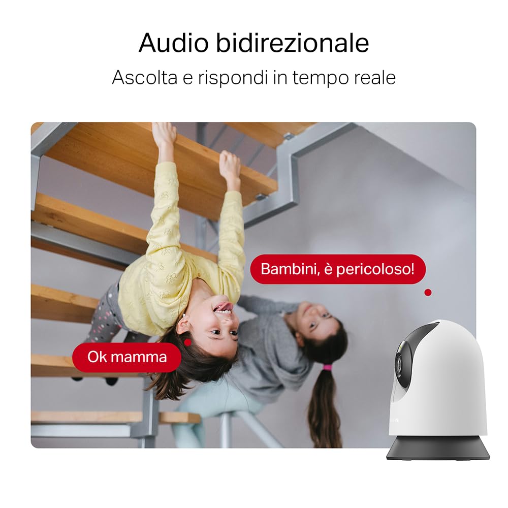 MERCUSYS MC200 Telecamera Wi-Fi Interno FHD, Videocamera Sorveglianza 360°, Visione Notturna, Audio a 2 Vie, Rilevamento di Movimento/Notifiche/Allarme, ZonaPrivacy, Supporta microSD fino a 512 GB