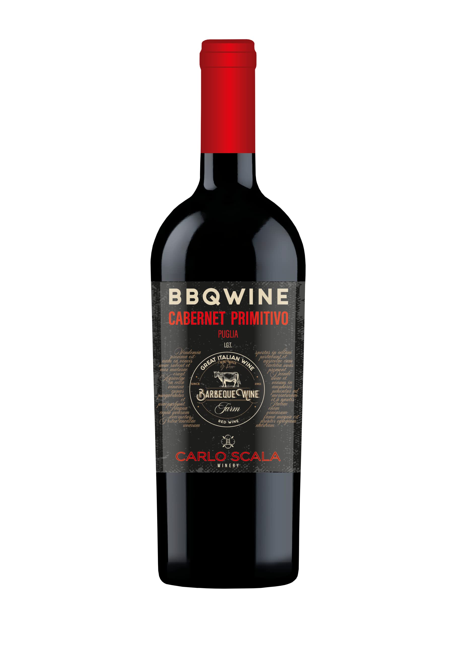 Carlo Scala BBQ Wine Puglia IGT – Rotwein aus Apulien – Ideal für Grillen & Fleisch – 0,75l – 15 % vol.