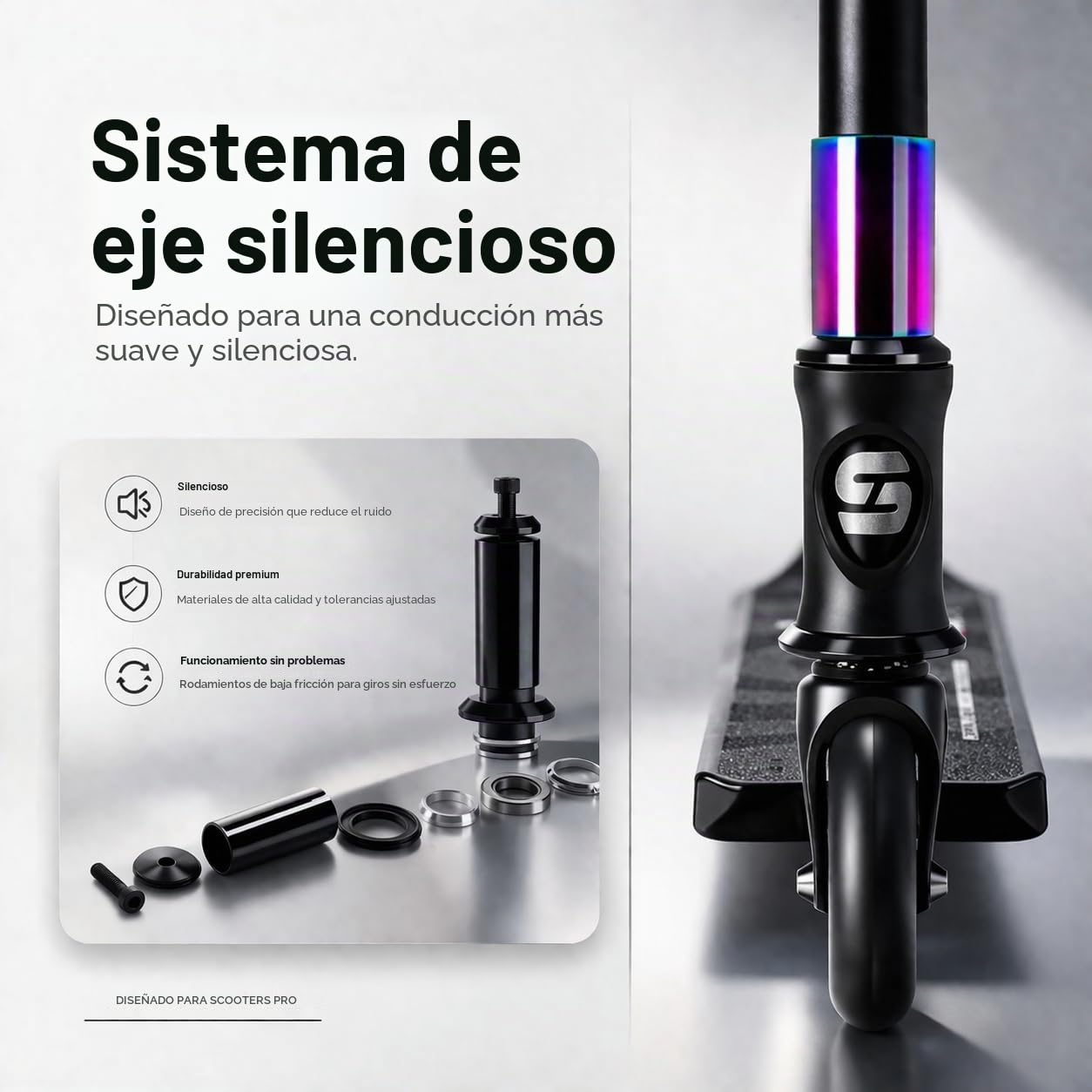 Patinete Freestyle, Dirección de 360°, Ruedas de PU de 85A 100 mm, Scooter Freestyle para Niños Adolescente y Adultos, Capacidad Máxima de Carga: 100 kg, Aluminio