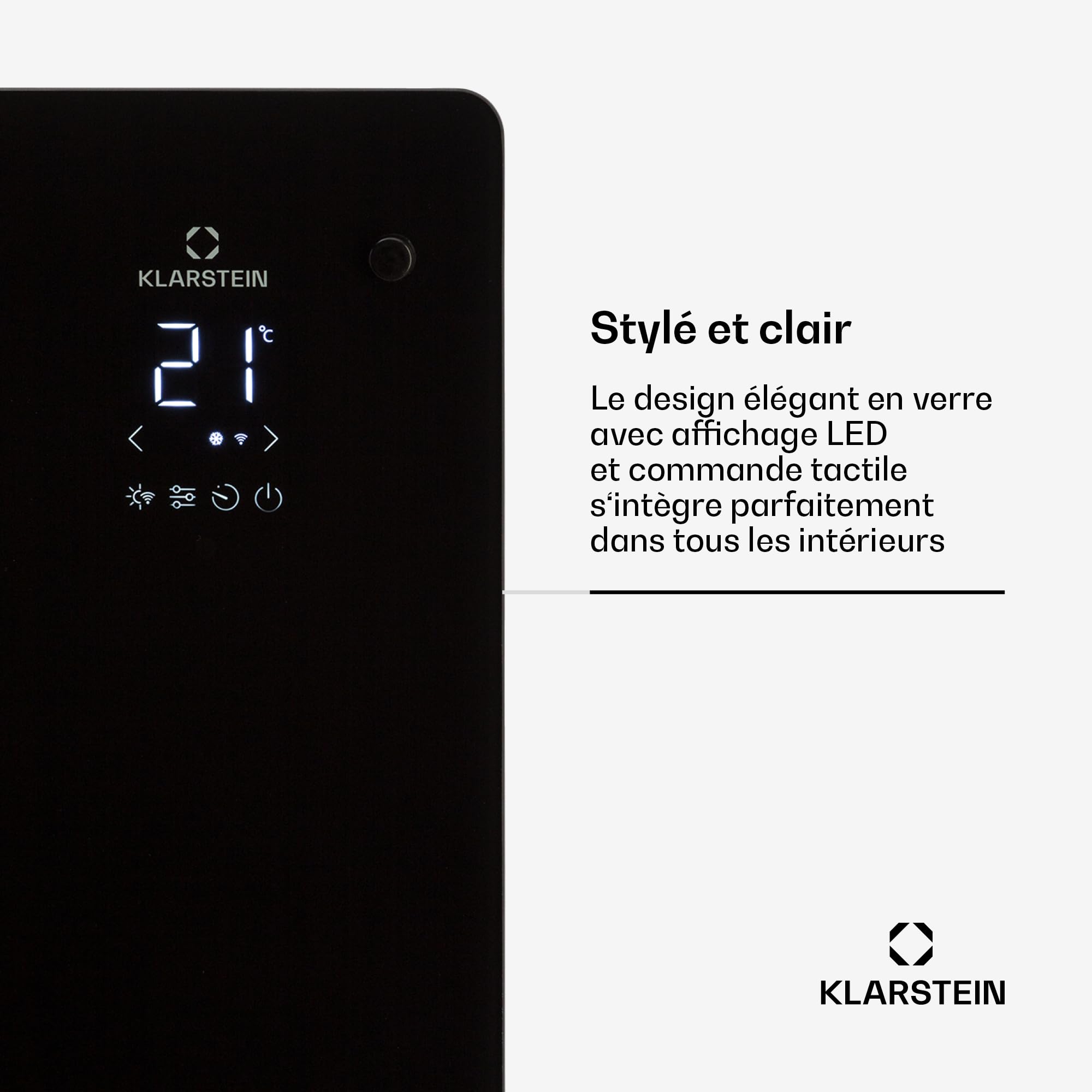 Klarstein Radiateur Electrique à Convection, Faible Consommation d'Energie, Chauffage Electrique d'Intérieur de 2500W avec Thermostat, Chauffage Mural et Portable, Chauffage d'Appoint, Radiateurs