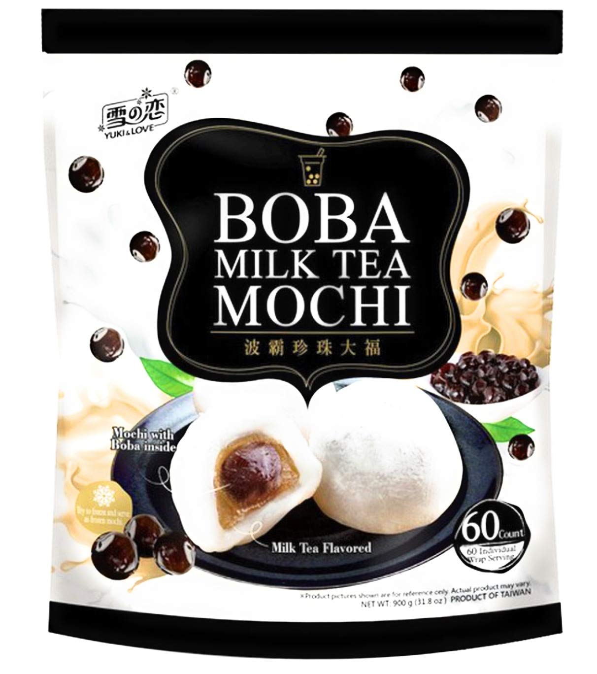 Yuki and Love Boba Milk Tea Mochi, 60 Count, 60 Oz - 60 Count (Pack of 1)