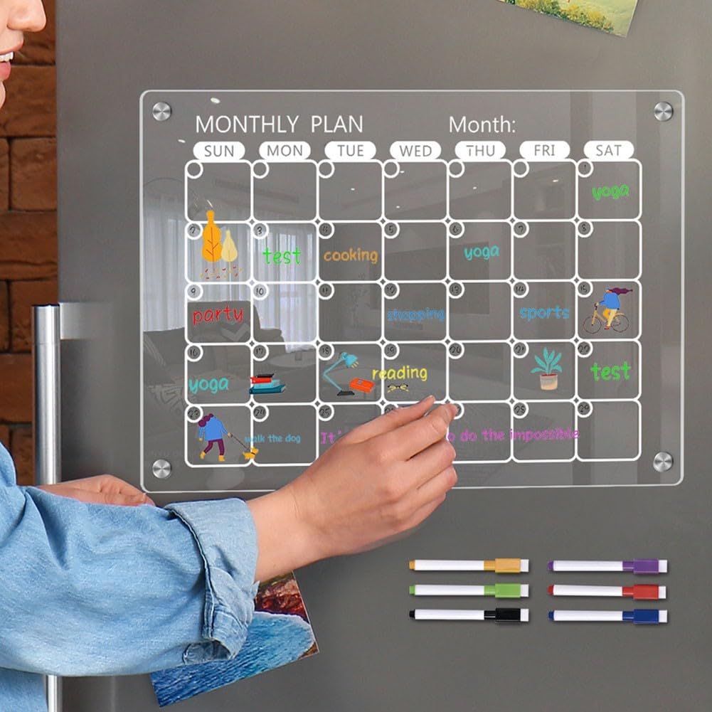 Tablero planificador acrílico con imanes fuertes para organización cocina oficina