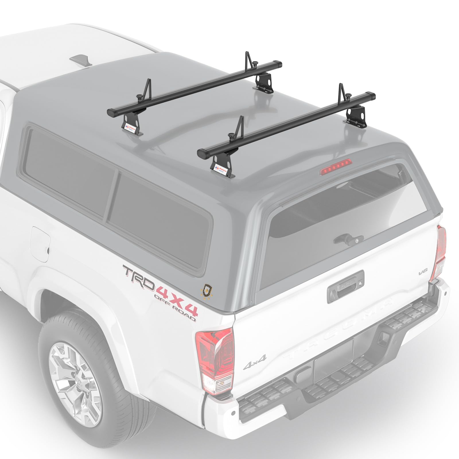 AA-Racks Model ADX32-C Aluminum 2 Bar (60") Universal Drilling Truck Camper Roof Rack with Ladder Stopper Sandy Black