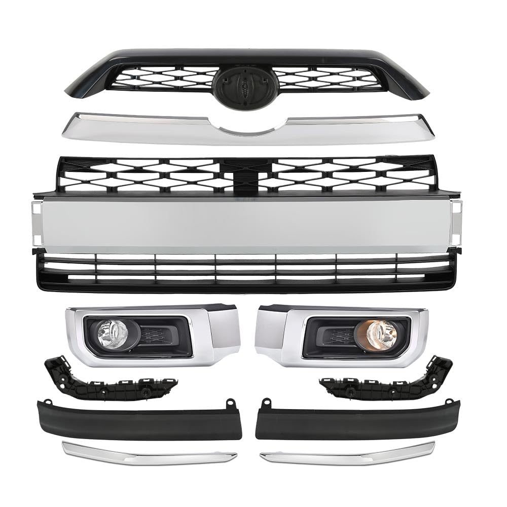 G-PLUS Front Bumper Grille Assembly Body Kits 13pcs Compatible with Toyota 4Runner Limited 2014-2019