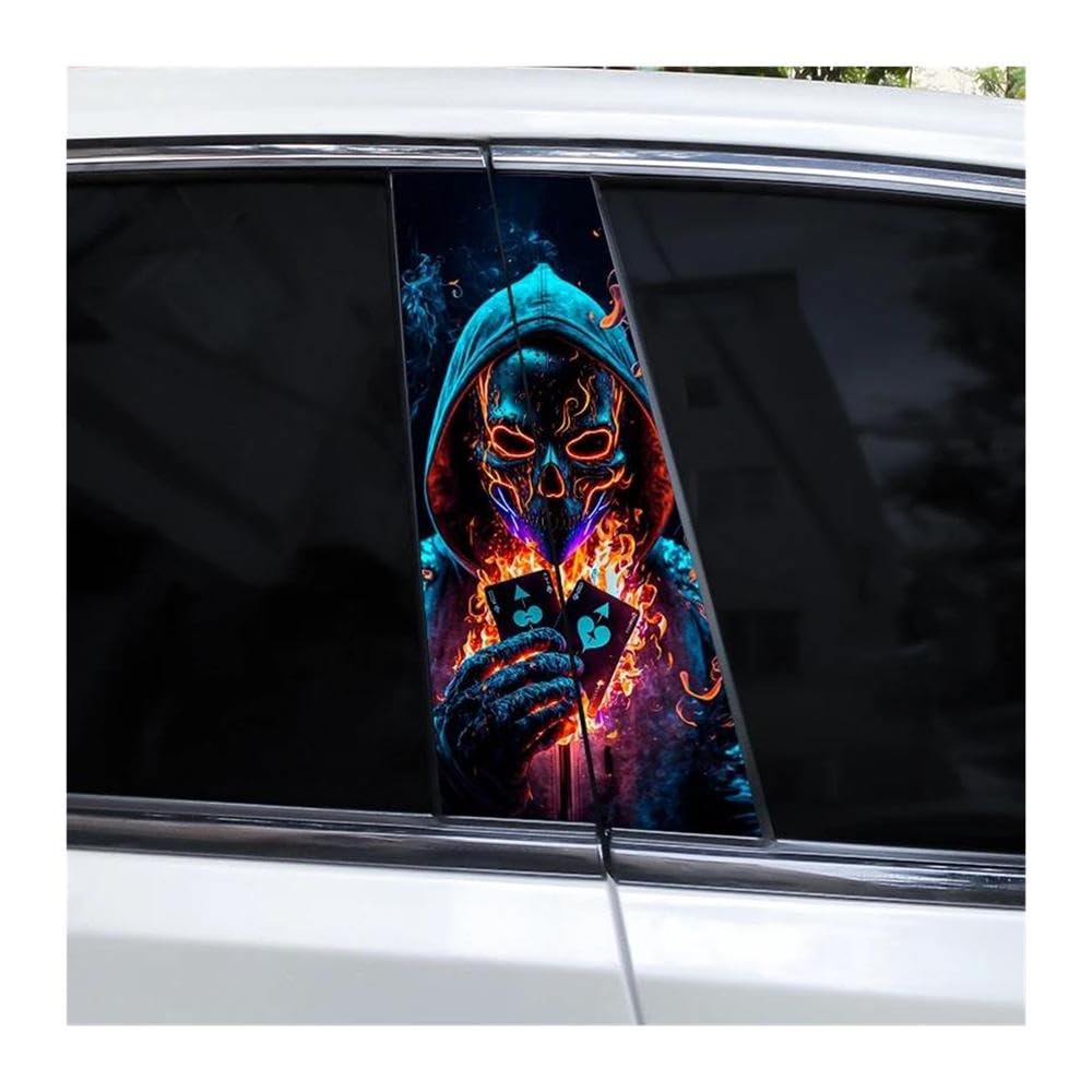 Body Parts 2pcs Skull Alien Stickers Car Center Pillar PVC Stickers Waterproof Decorative Decals(Type A)