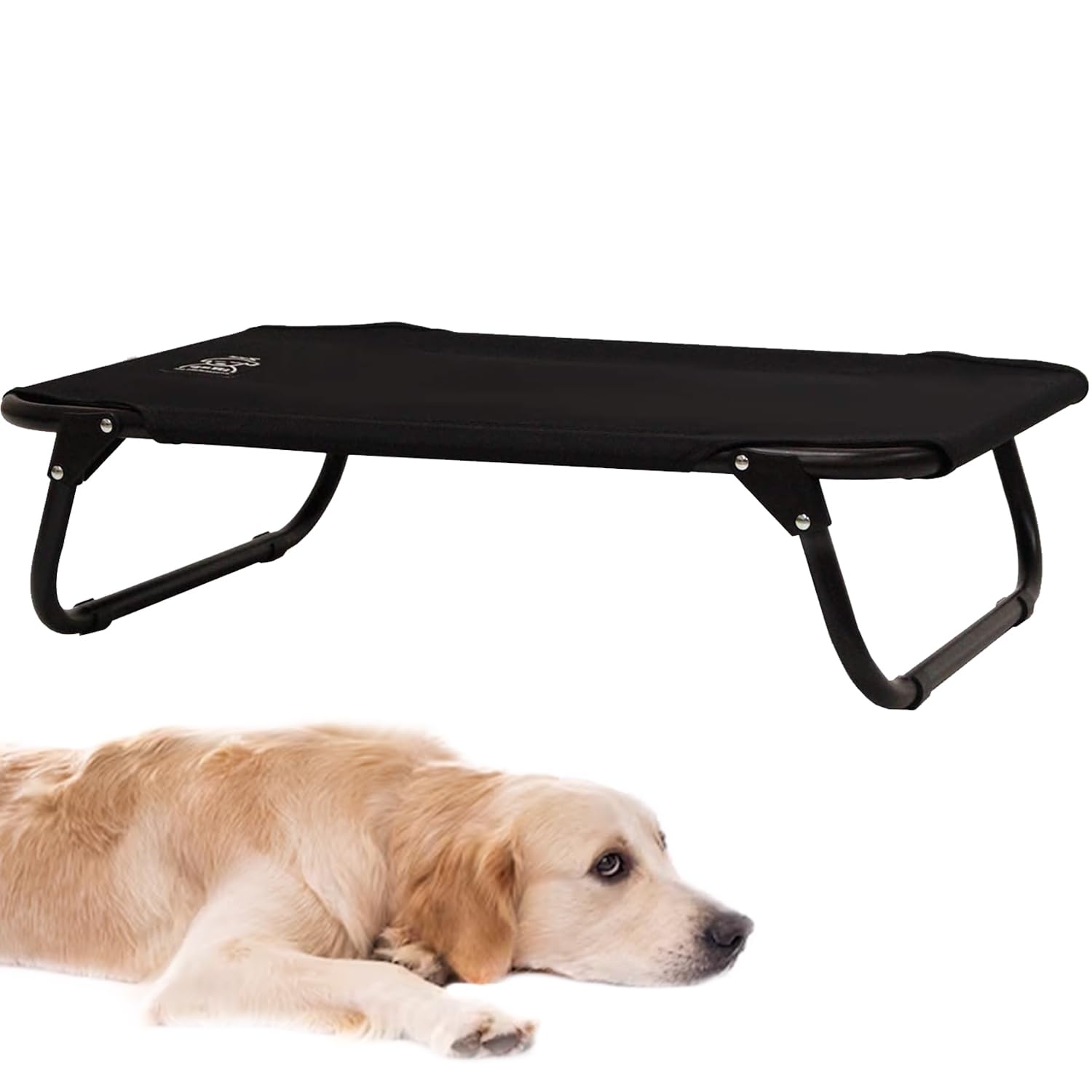 iNap Raised Dog Bed with Folding Legs - Cooling Elevated Pet Bed with Washable Breathable Fabric - Orthopaedic Steel Frame Design - Choose Colour & Size (M)