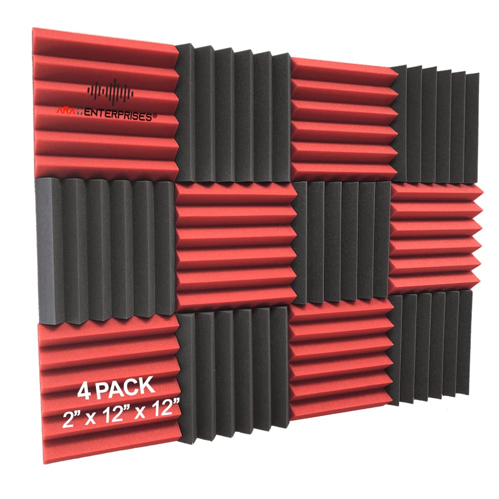 ARA Enterprises® Wadge Soundproofing Studio Acoustic Foam (Black & Red