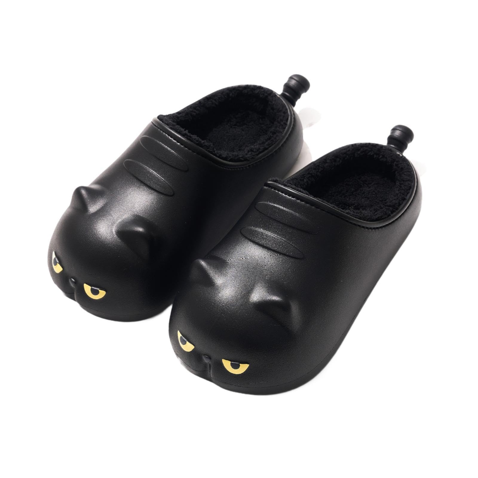 Pantuflas de felpa de invierno, regalo de cumpleaños, divertidas, suaves y antideslizantes, para el dormitorio y el hogar, Negro, 38 39