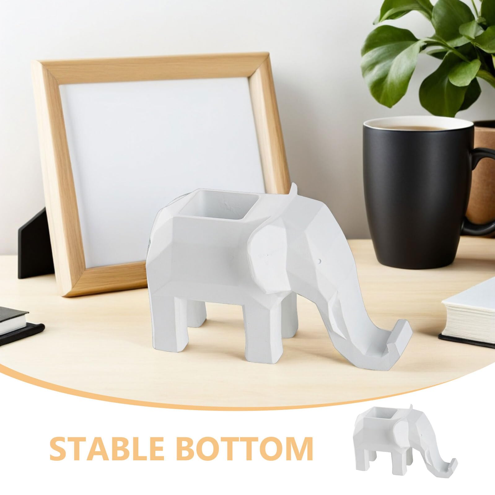 Portapenne da Scrivania a Forma di Animale Geometrico in Resina con Supporto Telefono Organizer Multifunzionale per Ufficio Casa Scuola Contenitore Elegante per Penne e Accessori