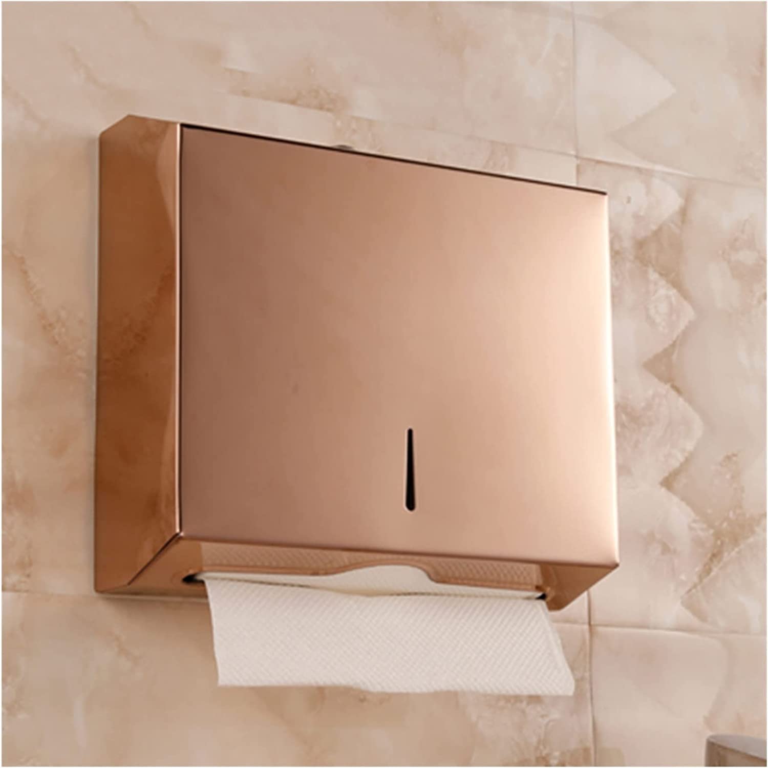 BKEKM Dispenser Salviette Dispenser di Asciugamani di Carta a Parete Dispenser di Asciugamani in Acciaio Inossidabile Oro Rosa con Porta Asciugamani di Carta con Serratura per Hotel di casa Moda