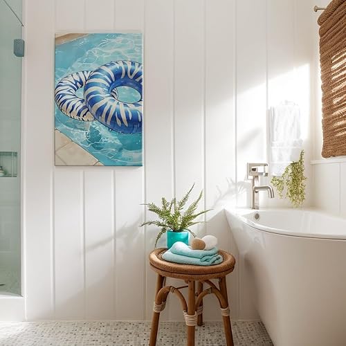 Miniatura 5 de Flotador retro para piscina, arte de pared Y2K preppy divertido playero, decoración estética de pared de cebra azul, estampado de flotador de cebra