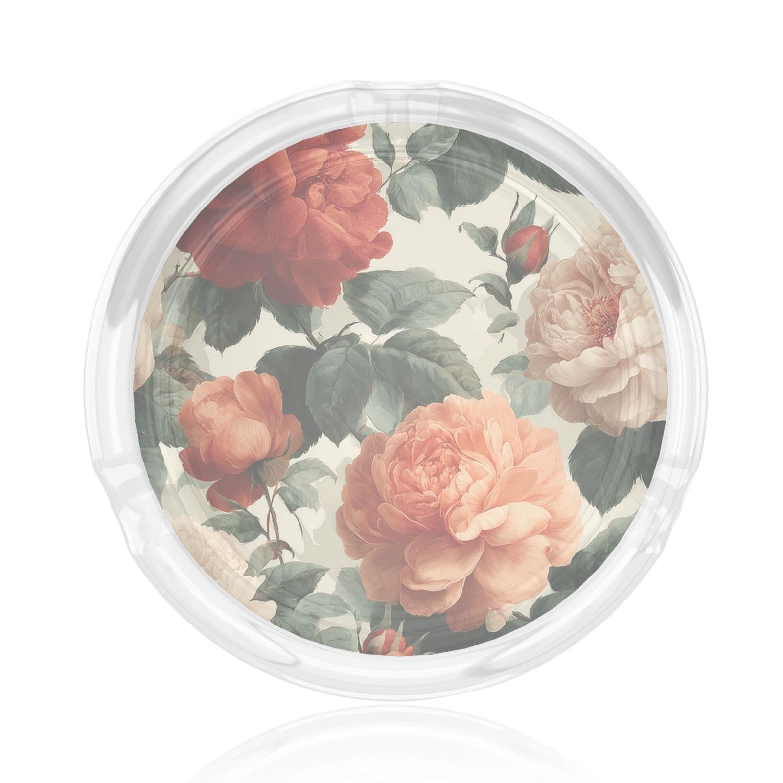 Large Blooming Roses Glass Ashtray For Cigarettes Ash Trays Case For Home Office Decor