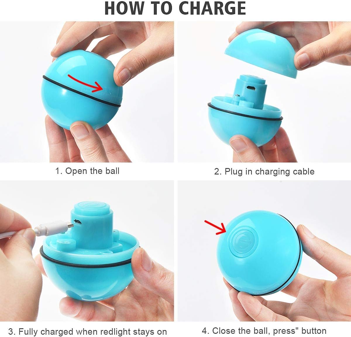 Interactive Cat Toys Ball with LED Light, 360 Degree Self Auto Rotating Intelligent Ball, Smart USB Rechargeable Spinning Cat Ball Toy,Stimulate Hunting Instinct Kitten Funny Chaser Roller Pet Toy : Pet Supplies
