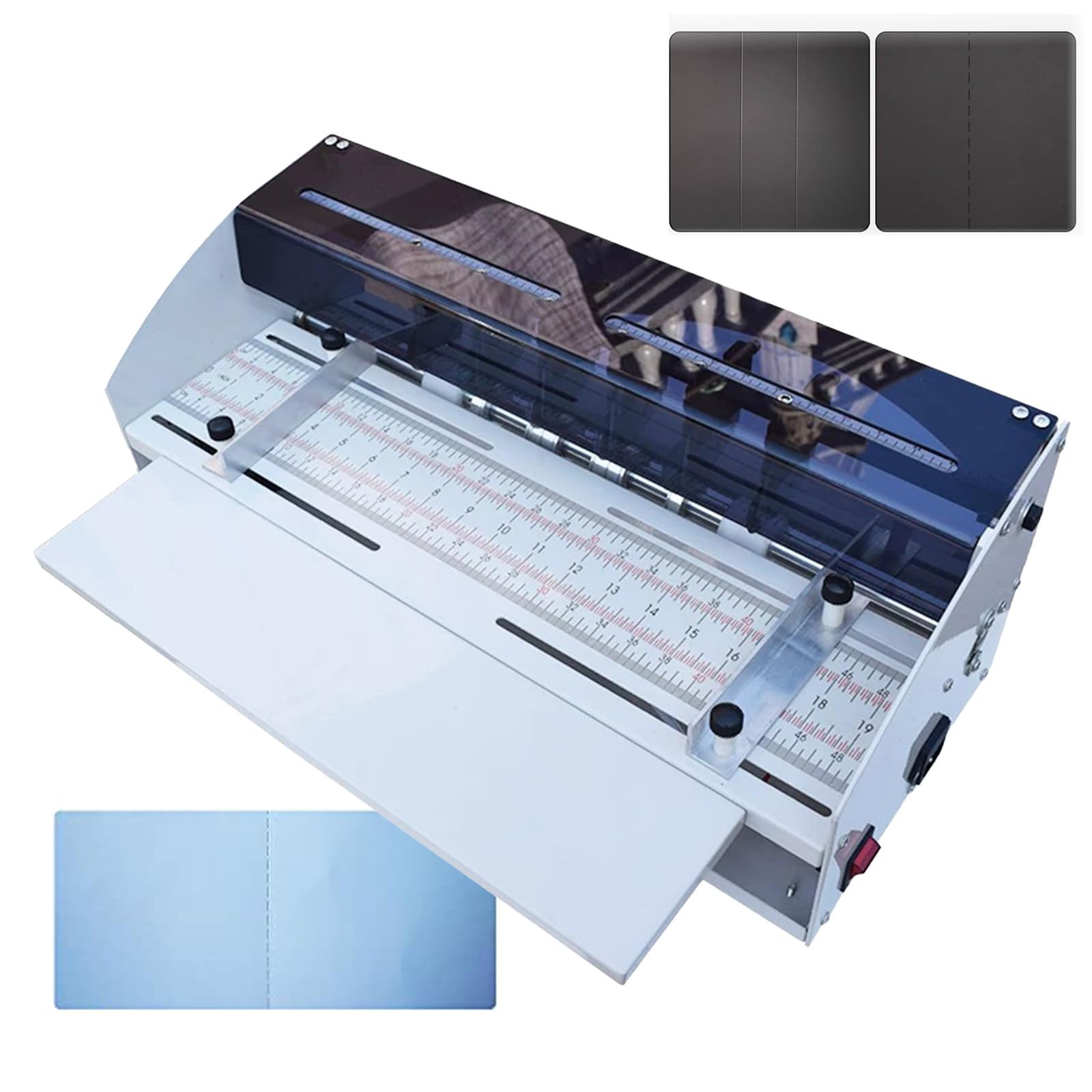 BITYCOW Electric Creaser Scorer Perforator Cutter, 3-in-1 Design with Scale Ruler, 470mm/18.5inch Width, 500gsm Indentation Thickness for Paper Crafting