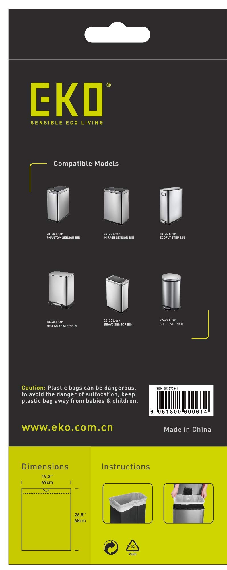 Buy EKO Bin Liners, 1828 Litre, Size F1, suitable for EKO inner