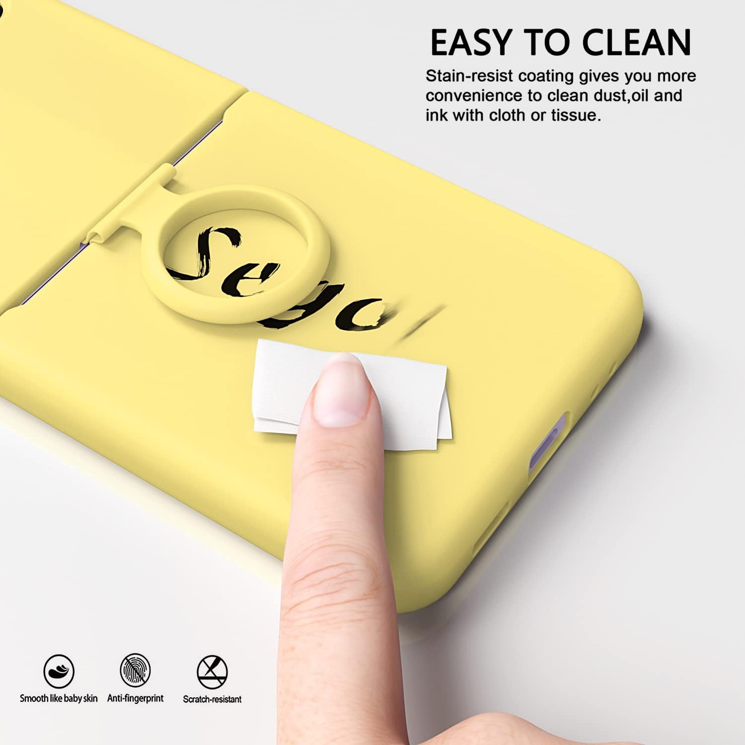 E Segoi Designed for Galaxy Z Flip 4 Case, Liquid Silicone Gel Rubber Shockproof Case Soft Microfiber Cloth Lining Cushion Compatible with Galaxy Z Flip 4 5G (Yellow)