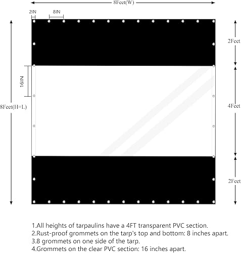 Miniatura 48 de Cortina de vinilo para exteriores de 20 onzas, cortina de panel transparente para exteriores, cortina resistente a la intemperie, para pérgola